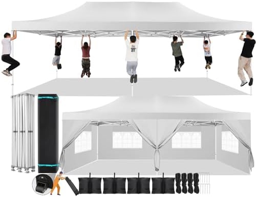 13x26 Pop Up Canopy Tent, Heavy Duty Canopy(White with 6 Sidewalls)