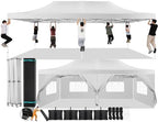 13x26 Pop Up Canopy Tent, Heavy Duty Canopy(White with 6 Sidewalls)