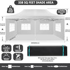 13x26 Pop Up Canopy Tent, Heavy Duty Canopy(White with 6 Sidewalls), alternate view 2