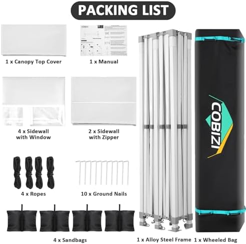 13x26 Pop Up Canopy Tent, Heavy Duty Canopy(White with 6 Sidewalls), alternate view 5