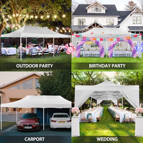 13x26 Pop Up Canopy Tent, Heavy Duty Canopy(White with 6 Sidewalls), alternate view 6