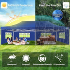 13x26 Pop Up Canopy Tent with 8 Sidewall, Heavy Duty Canopy, Dark Blue in Dark Blue, alternate view 6