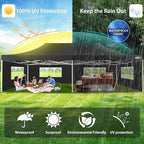 13x26 Pop Up Canopy Tent with 8 Sidewalls, Heavy Duty Canopy, Black in Black, alternate view 6