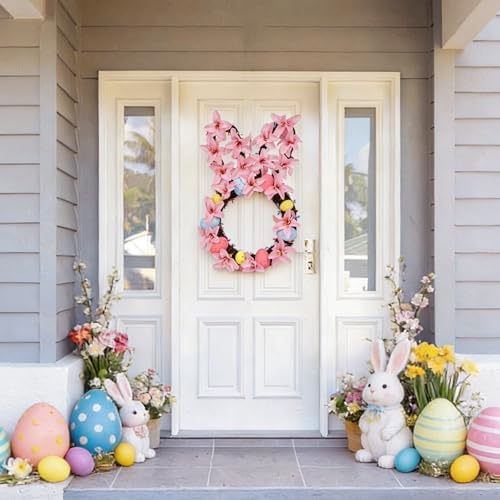 14.17in Easter Wreath, Lighted Bunny Wreaths for Front Door, alternate view 3
