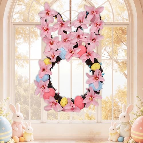 14.17in Easter Wreath, Lighted Bunny Wreaths for Front Door, alternate view 5