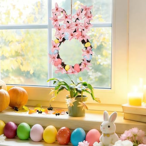 14.17in Easter Wreath, Lighted Bunny Wreaths for Front Door, alternate view 6