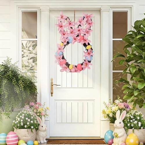 14.17in Easter Wreath, Lighted Bunny Wreaths for Front Door, alternate view 7
