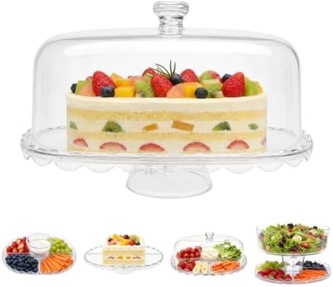 14.8" Acrylic Cake Rack with Oval Top Cover, BPA Free in Oval