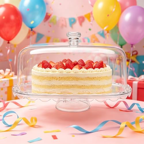 14.8" Acrylic Cake Rack with Oval Top Cover, BPA Free in Oval, alternate view 2