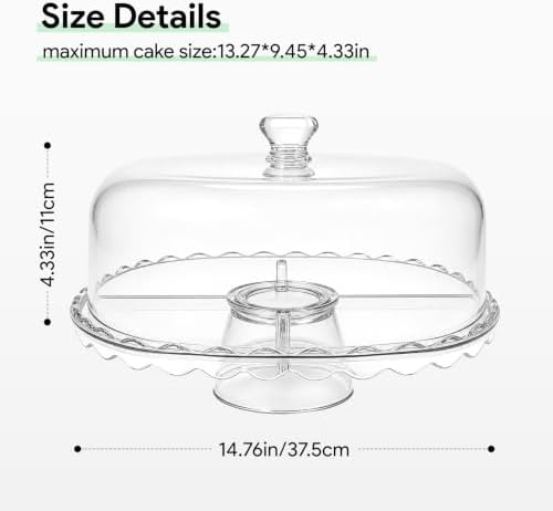 14.8" Acrylic Cake Rack with Oval Top Cover, BPA Free in Oval, alternate view 3