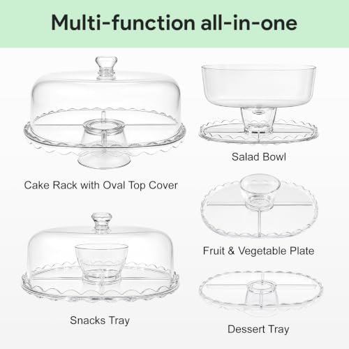 14.8" Acrylic Cake Rack with Oval Top Cover, BPA Free in Oval, alternate view 4