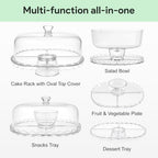 14.8" Acrylic Cake Rack with Oval Top Cover, BPA Free in Oval, alternate view 4