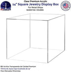 14" Clear Acrylic Display Box with One Open Side No Lid Versatile Square Plexiglass Merchandise Storage Bin or, alternate
