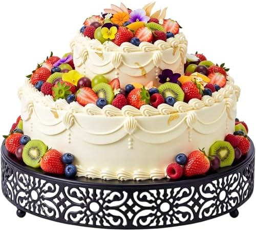 14'' Halloween Cake Stand Round Metal Black Cupcake Display Holder in Black