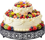 14'' Halloween Cake Stand Round Metal Black Cupcake Display Holder in Black