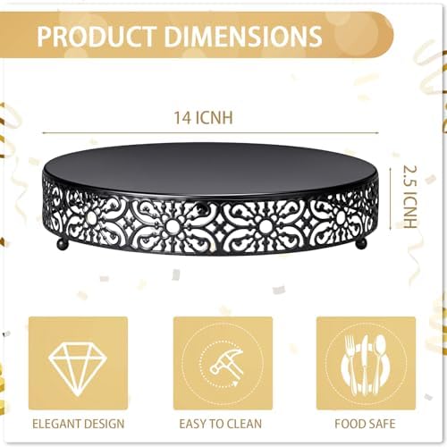 14'' Halloween Cake Stand Round Metal Black Cupcake Display Holder in Black, alternate view 3