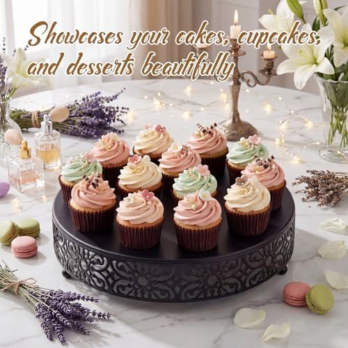 14'' Halloween Cake Stand Round Metal Black Cupcake Display Holder in Black, alternate view 6