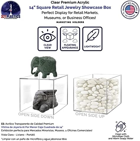 14 Inch Acrylic Display Riser Box with One Open Side No Lid Hollow Versatile One Piece Clear Square Retail, alternate view 4