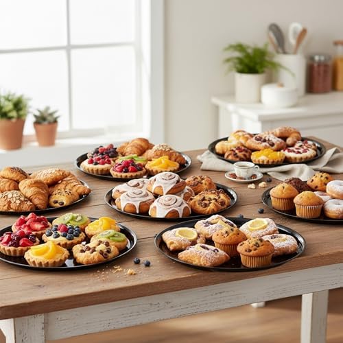 14 Inch Black Round Plastic Serving Tray - Heavy-Duty Plastic Serving Trays for Parties, Catering & Buffets, alternate view 2