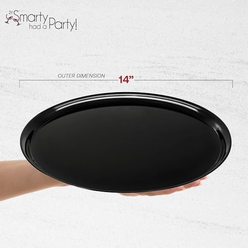 14 Inch Black Round Plastic Serving Tray - Heavy-Duty Plastic Serving Trays for Parties, Catering & Buffets, alternate view 4