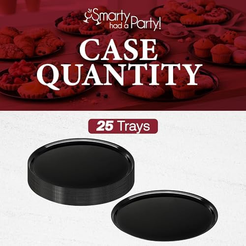 14 Inch Black Round Plastic Serving Tray - Heavy-Duty Plastic Serving Trays for Parties, Catering & Buffets, alternate view 6