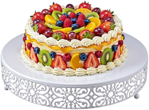14 Inch Cake Stand, Metal Round Cake Stands Set in White