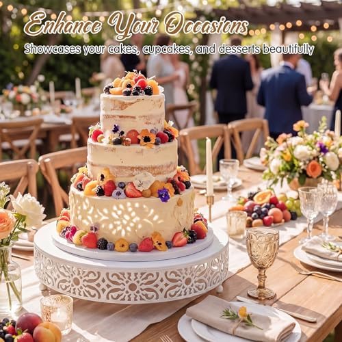 14 Inch Cake Stand, Metal Round Cake Stands Set in White, alternate view 2