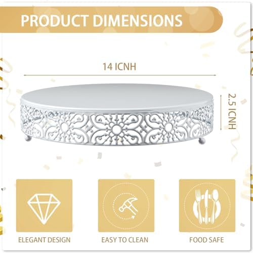 14 Inch Cake Stand, Metal Round Cake Stands Set in White, alternate view 3