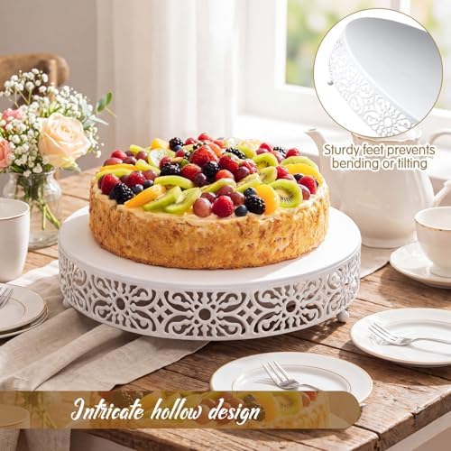14 Inch Cake Stand, Metal Round Cake Stands Set in White, alternate view 4