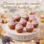 14 Inch Cake Stand, Metal Round Cake Stands Set in White, alternate view 6