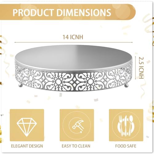 14 Inch Cake Stand Round Metal Cupcake in Silver, alternate view 3