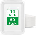 14 Inch Disposable Food Trays, 50 Pack White Compostable Platters in 14 Inch 50 Pack in White