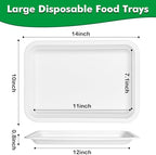 14 Inch Disposable Food Trays, 50 Pack White Compostable Platters in 14 Inch 50 Pack in White, alternate view 3