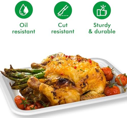14 Inch Disposable Food Trays, 50 Pack White Compostable Platters in 14 Inch 50 Pack in White, alternate view 4