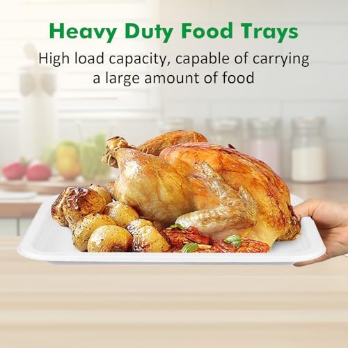 14 Inch Disposable Food Trays, 50 Pack White Compostable Platters in 14 Inch 50 Pack in White, alternate view 5
