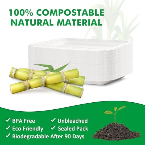 14 Inch Disposable Food Trays, 50 Pack White Compostable Platters in 14 Inch 50 Pack in White, alternate view 6