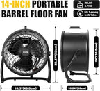 14 Inch Drum Fan Heavy Duty Metal with Handle 2300 CFM, alternate view 2