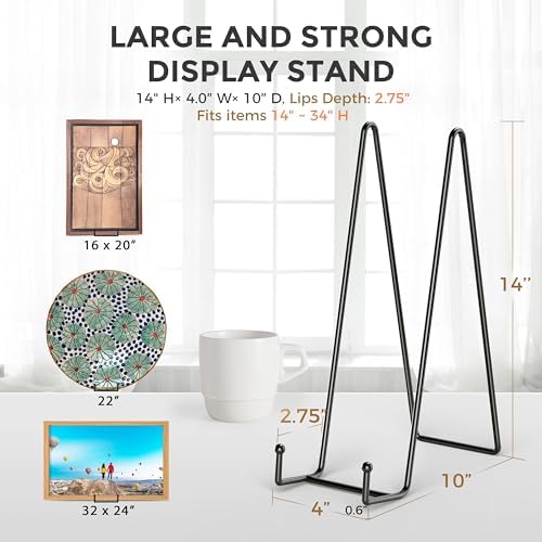 14 Inch Heavy Duty Plate Stand (2 Pack) - Metal Display Easel for Large Plates, Platters, Picture Frames, Signs, alternate