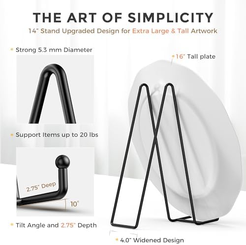 14 Inch Heavy Duty Plate Stand (2 Pack) - Metal Display Easel for Large Plates, Platters, Picture Frames, Signs, alternate
