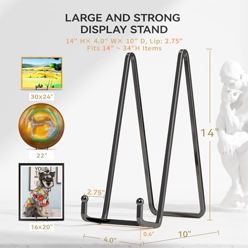 14 Inch Heavy Duty Plate Stand (2 Pack) - Metal Display Easel for Large Plates, Platters, Picture Frames, alternate view 2