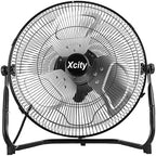14 Inch Metal Industrial Floor Fans, Max 2100 CFM, Heavy Duty High Velocity Fan with 3-speed and 360°Adjustable