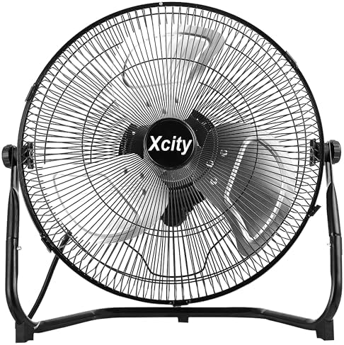 14 Inch Metal Industrial Floor Fans, Max 2100 CFM, Heavy Duty High Velocity Fan with 3-speed and 360°Adjustable