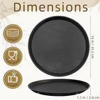 14 Inch Round Non-Slip Serving Tray, 4 Pack Rubber Surface Platter in Black, alternate view 3