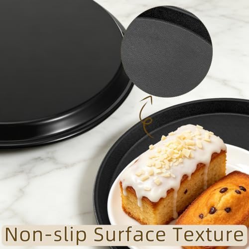 14 Inch Round Non-Slip Serving Tray, 4 Pack Rubber Surface Platter in Black, alternate view 5