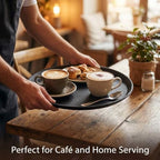 14-Inch Round Non-Slip Serving Tray Set - 4Pack Rubber Surface Drink & Meal Carrier for Home, Café & Catering, alternate view