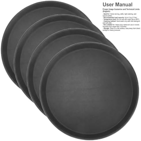 14-Inch Round Non-Slip Serving Tray Set - 4Pack Rubber Surface Drink & Meal Carrier for Home, Café & Catering, alternate view