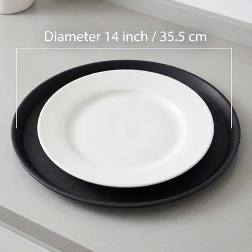 14-Inch Round Non-Slip Serving Tray Set - 4Pack Rubber Surface Drink & Meal Carrier for Home, Café & Catering, alternate view