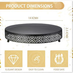 14 Inch Round Wedding Cake Stand for Cupcakes & Desserts, Black in Black, alternate view 2