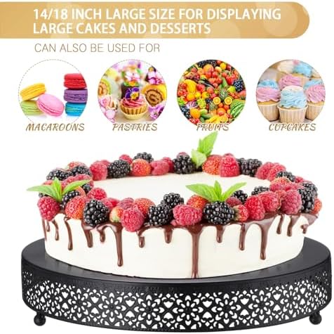14 Inch Round Wedding Cake Stand for Cupcakes & Desserts, Black in Black, alternate view 3