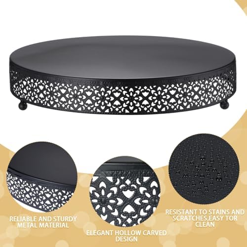 14 Inch Round Wedding Cake Stand for Cupcakes & Desserts, Black in Black, alternate view 4